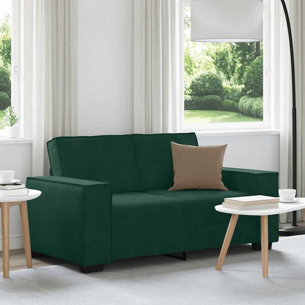 vidaXL Canapea cu 2 locuri, verde &icirc;nchis, 160x78x84 cm, catifea