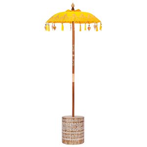 vidaXL Umbrela balineză cu bază Galben 95 x 95 x 260 cm