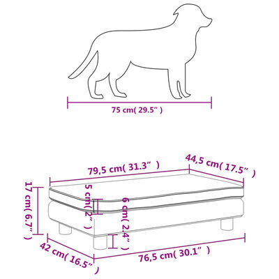 vidaXL Pat pentru câini cu extensie, crem, 100x50x30 cm, piele eco