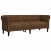 vidaXL Canapea Chesterfield cu 3 locuri, maro, material textil
