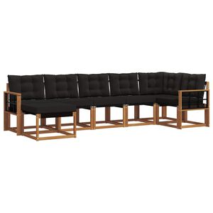 vidaXL Set de canapele de exterior cu pernă 7 pcs Natural și Negru