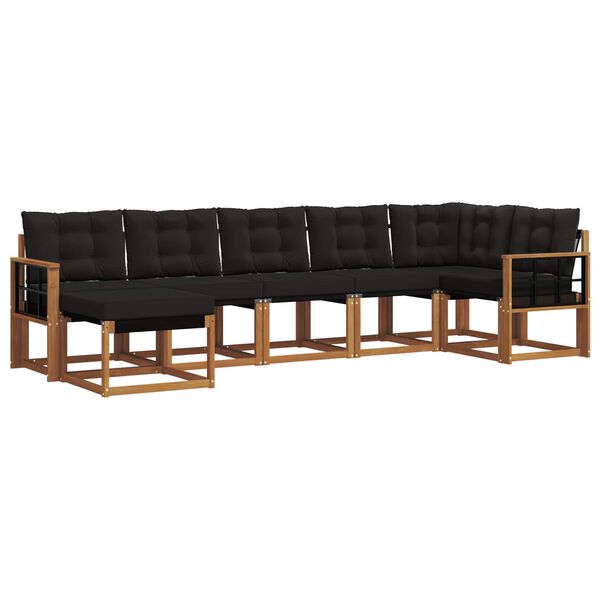 vidaXL Set de canapele de exterior cu pernă 7 pcs Natural și Negru