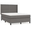 vidaXL Pat box spring cu saltea, gri, 140x190 cm, piele ecologică