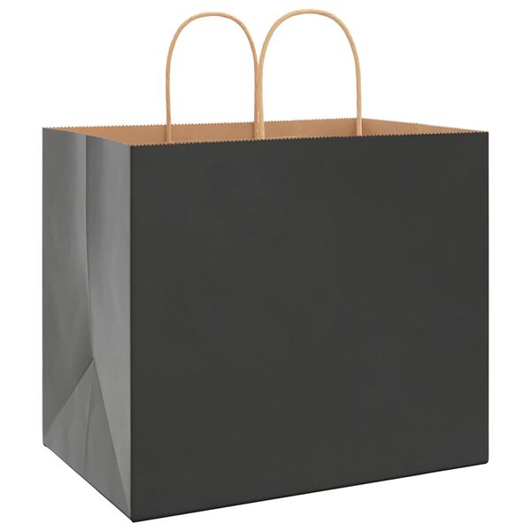 vidaXL Saci de h&acirc;rtie 50 buc cu m&acirc;nere negre 32x22x28 cm
