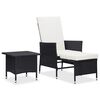 vidaXL Set mobilier de grădină cu perne, 2 piese, negru, poliratan