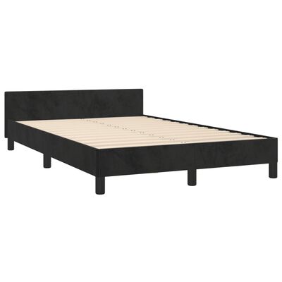 vidaXL Cadru de pat cu tăblie, negru, 120x190 cm, catifea