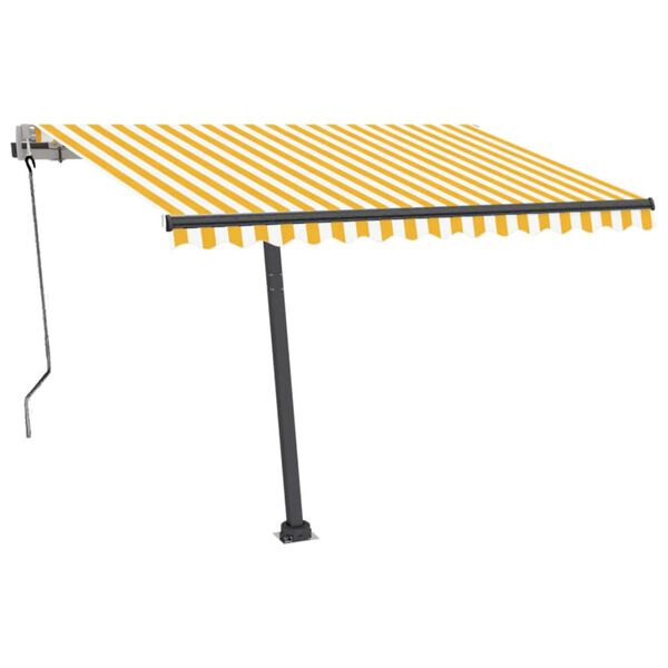 vidaXL Copertină autonomă retractabilă automat, galben&alb, 350x250 cm