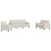 vidaXL Set de canapele cu perne/rulouri, 3 piese, crem, catifea