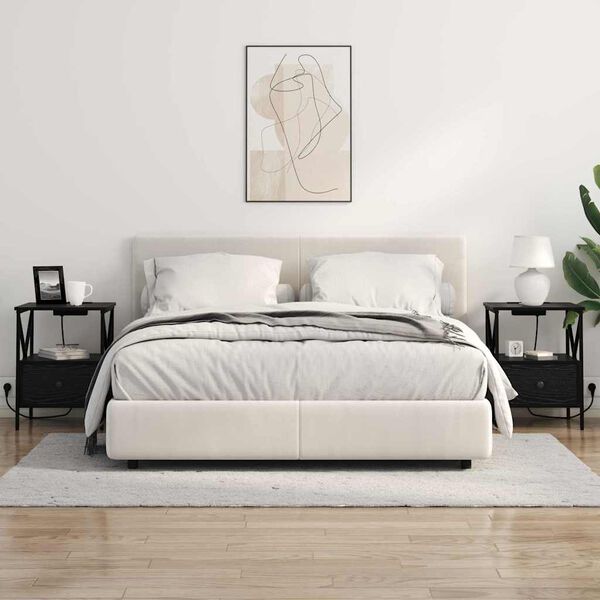 vidaXL Dulap de noapte Stejar Negru 41,5 x 40,5 x 55 cm Lemn compozit