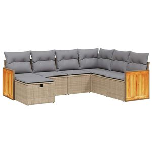 vidaXL Set canapele de grădină, 7 piese, cu perne, bej, poliratan