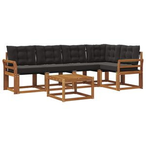 vidaXL Set de canapele de exterior cu pernă 6 pcs Natural și Negru