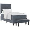 vidaXL Pat cu arcuri cu headboard Gri &icirc;nchis 190 x 90 cm Catifea