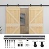 vidaXL Ușă glisantă 2 pcs Natural și Negru Lemn masiv de pin