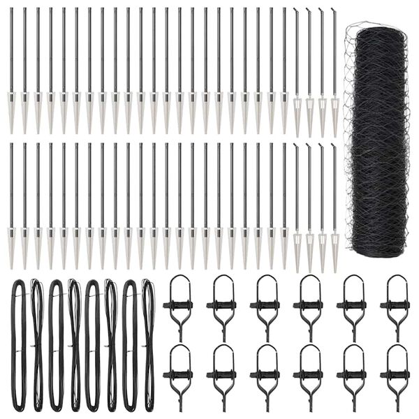 vidaXL St&acirc;lp de gard. Gri 100 x 0,8 m (plasă 50 mm) Oțel și PVC