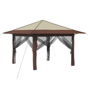 vidaXL Gazebo cu 4 Pereți Laterali Crem și Marron