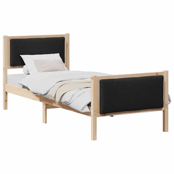 vidaXL Cadru de pat cu headboard Negru 75 x 190 cm țesătură