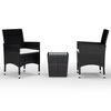 vidaXL Set mobilier bistro, 3 piese, negru poliratan/sticlă securizată