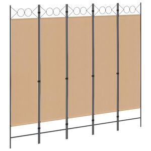 vidaXL Separator de cameră cu 5 panouri Bej 200 x 180 cm Țesătură
