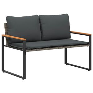 vidaXL bancă cu pernă Gri și gri &icirc;nchis 115 x 65 x 72 cm Ratan