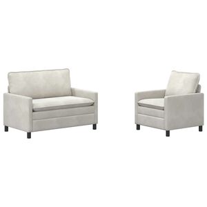 vidaXL Set de canapea 2 buc. Crem Catifea