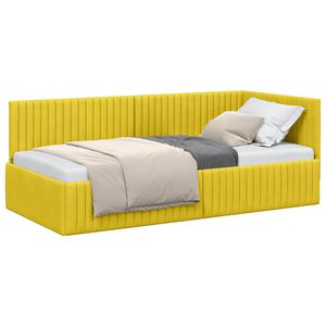 vidaXL Cadru de pat colțar cu headboard Galben 90 cm x 190 cm Catifea