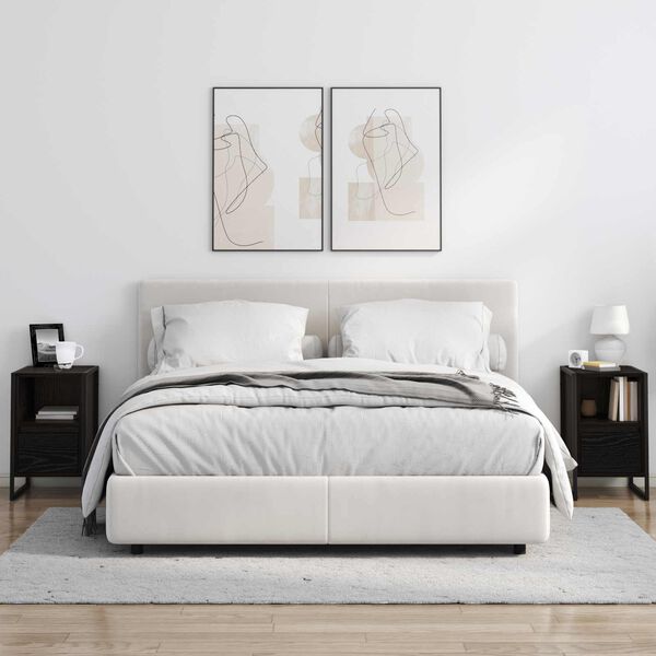 vidaXL Noptieră cu sertar Stejar Negru 39,5 x 30 x 50 cm Lemn compozit