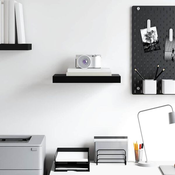 vidaXL Raft de perete suspendat, negru, 40x23x3,8 cm, MDF