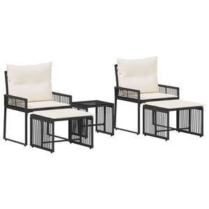 vidaXL Set de Mobilier pentru Exterior 11 pcs Negru și Alb crem