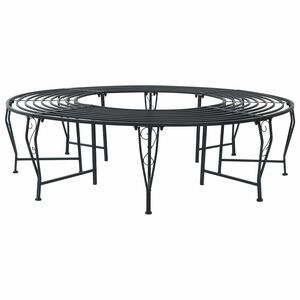 vidaXL Bancă cu arbori 8-Număr de locuri &Oslash; 160 x 44 cm Oțel Negru
