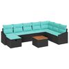 vidaXL Set de canapele pentru grădină cu pernă 9 pcs Negru poliratan
