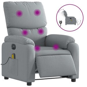 vidaXL Fotoliu electric de masaj rabatabil, gri deschis, microfibră