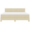 vidaXL Pat cu arcuri cu saltea cu headboard Crem 180 x 200 cm țesătură