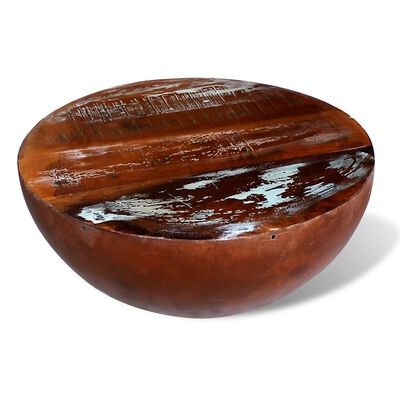 vidaXL Măsuță cafea, formă de bol, bază din oțel, lemn masiv reciclat