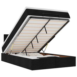 vidaXL Pat otoman cu saltea negru 120x200 cm stofa