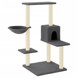 vidaXL Ansamblu de pisici, st&acirc;lpi din funie sisal, gri &icirc;nchis, 95 cm