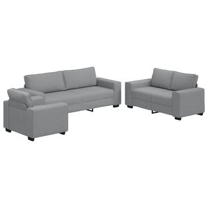 vidaXL Set de canapele cu perne, 3 piese, gri deschis, textil