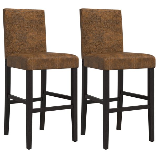 vidaXL Scaune de bar, 2 buc., lemn masiv de hevea și textil