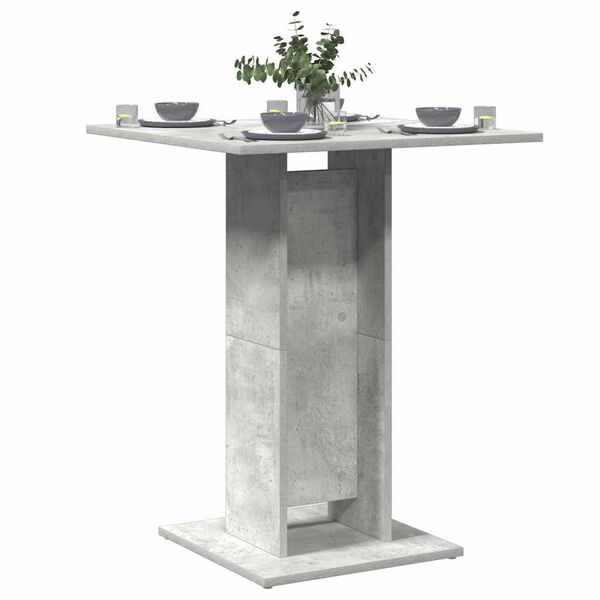 vidaXL Masă de bistro, gri beton, 60 x 60 x 75 cm, lemn prelucrat