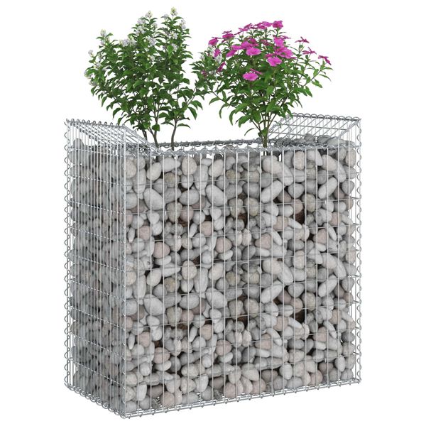 vidaXL Pat ridicat din gabion Argintiu 50 x 100 x 100 cm