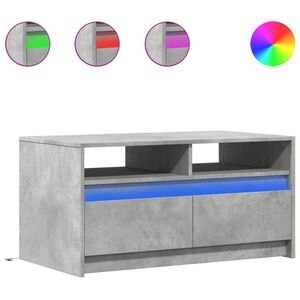 vidaXL Măsuță de cafea cu lumini LED, gri beton, lemn prelucrat