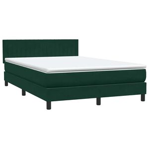 vidaXL Pat box spring cu saltea, verde &icirc;nchis, 160x220 cm, catifea