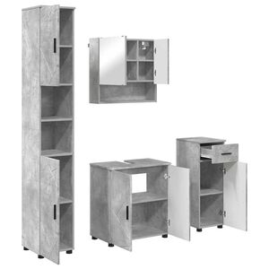 vidaXL Set de mobilier pentru baie cu sertar 4 pcs Gri din beton