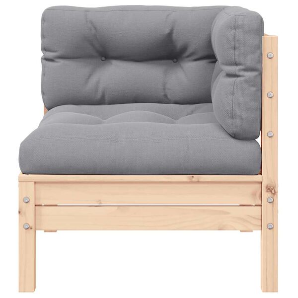 vidaXL Set mobilier de grădină cu perne gri, 3 piese, lemn masiv pin