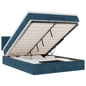 vidaXL Cadru de pat otoman cu saltea Albastru &icirc;nchis 140x190cm catifea