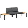 vidaXL Set canapea de grădină, 2 piese, cu perne, negru, aluminiu