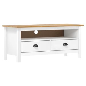 vidaXL Comodă TV Hill, alb, 110x40x47 cm, lemn masiv de pin