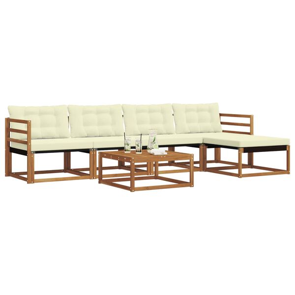 vidaXL Set de canapele de exterior cu pernă 6 pcs Natural și Crem