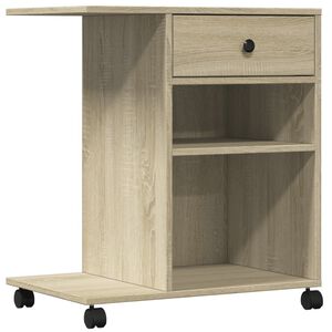 vidaXL Suport pentru imprimantă cu roți, stejar sonoma, 60x40x68,5 cm