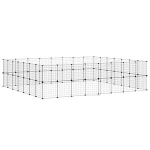 vidaXL Cușcă animale de companie cu ușă 60 panouri negru 35x35 cm oțel
