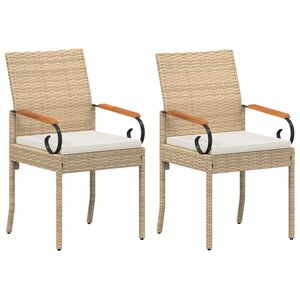 vidaXL Scaune de grădină cu pernă 2 pcs Bej și alb crem